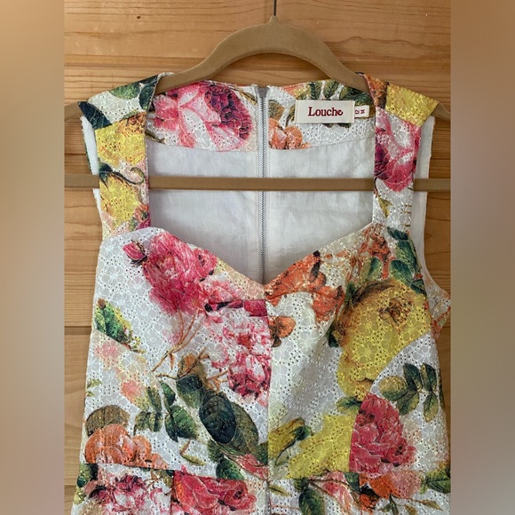 Louche Lurah floral eyelet lace garden party whimsical feminine cocktail dress - Picture 2 of 10